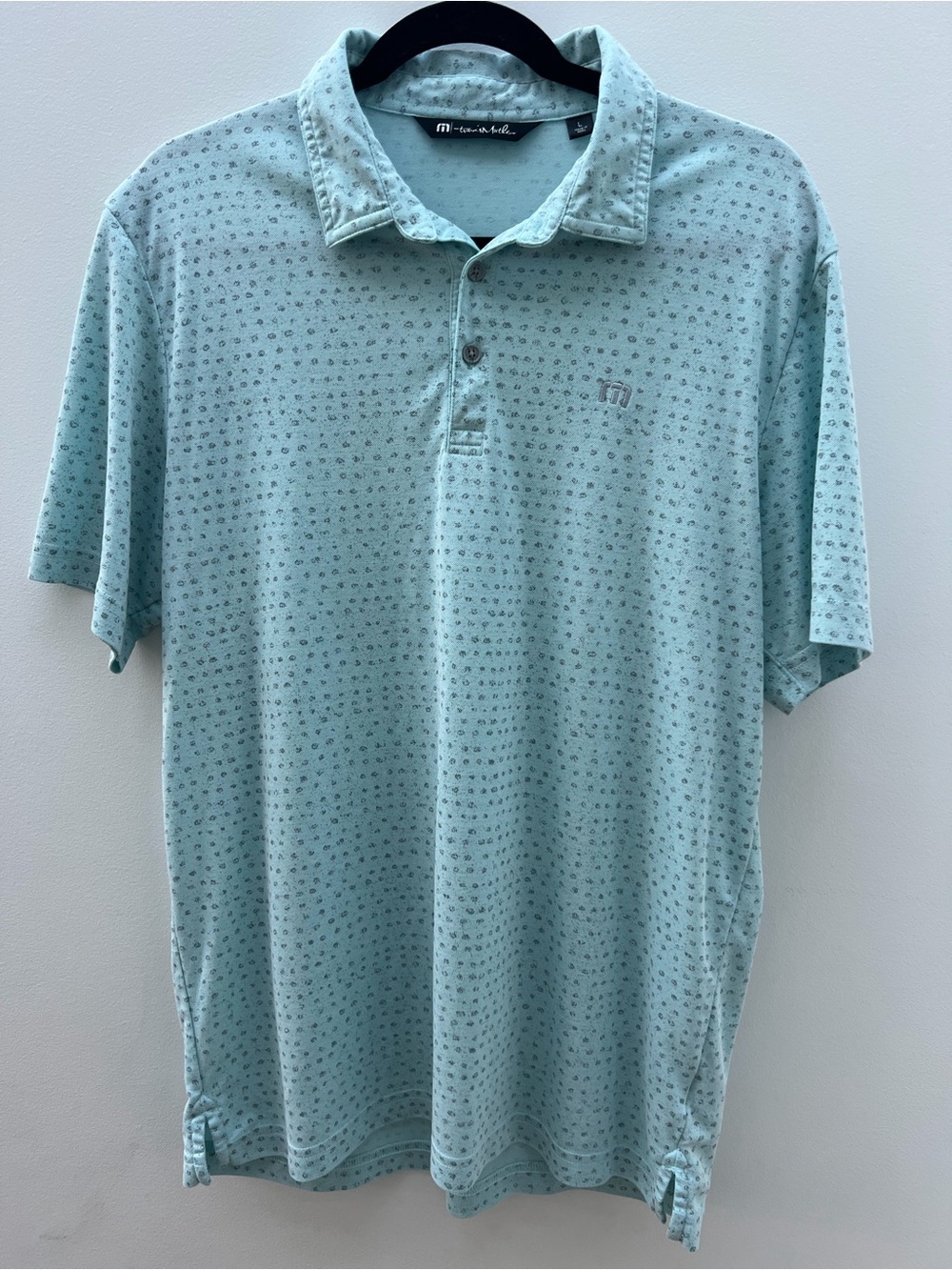 Travis Mathew Thundersnow Heather Petit Four Polo Golf Shirt Blue Men’s Large